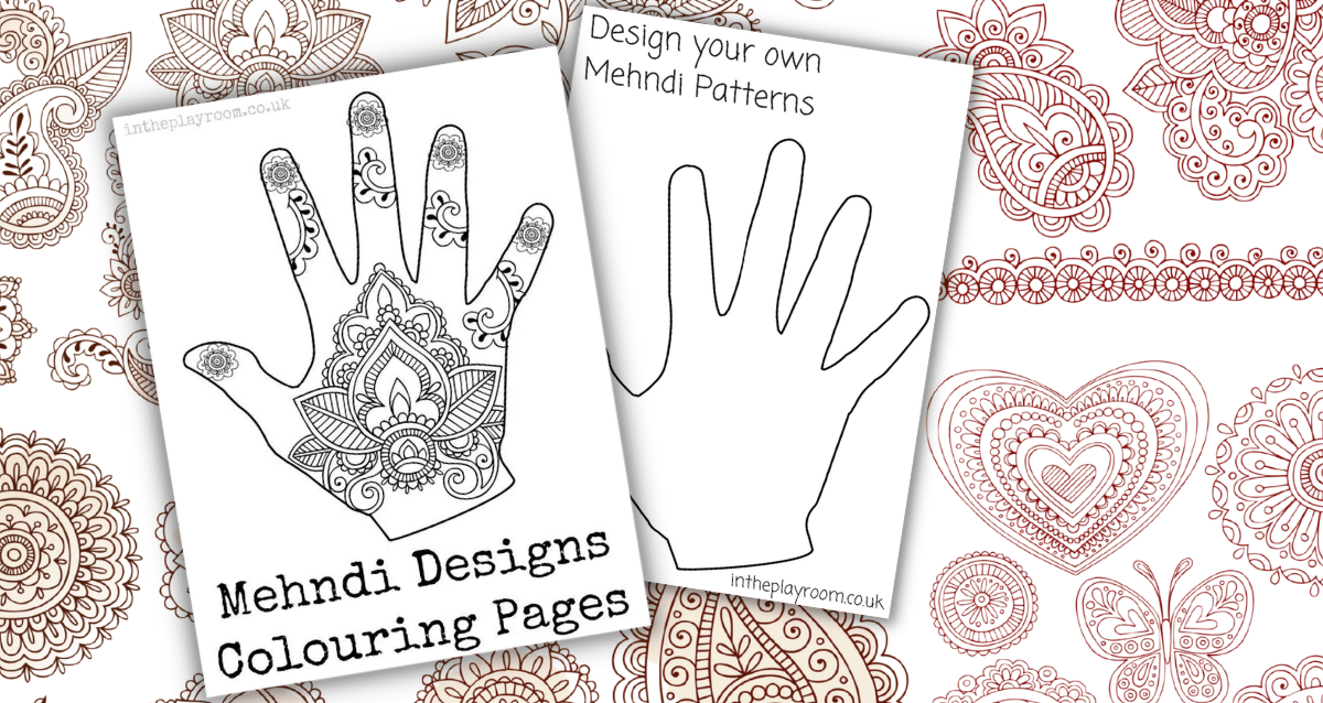 Mehndi hand loring pages and templates