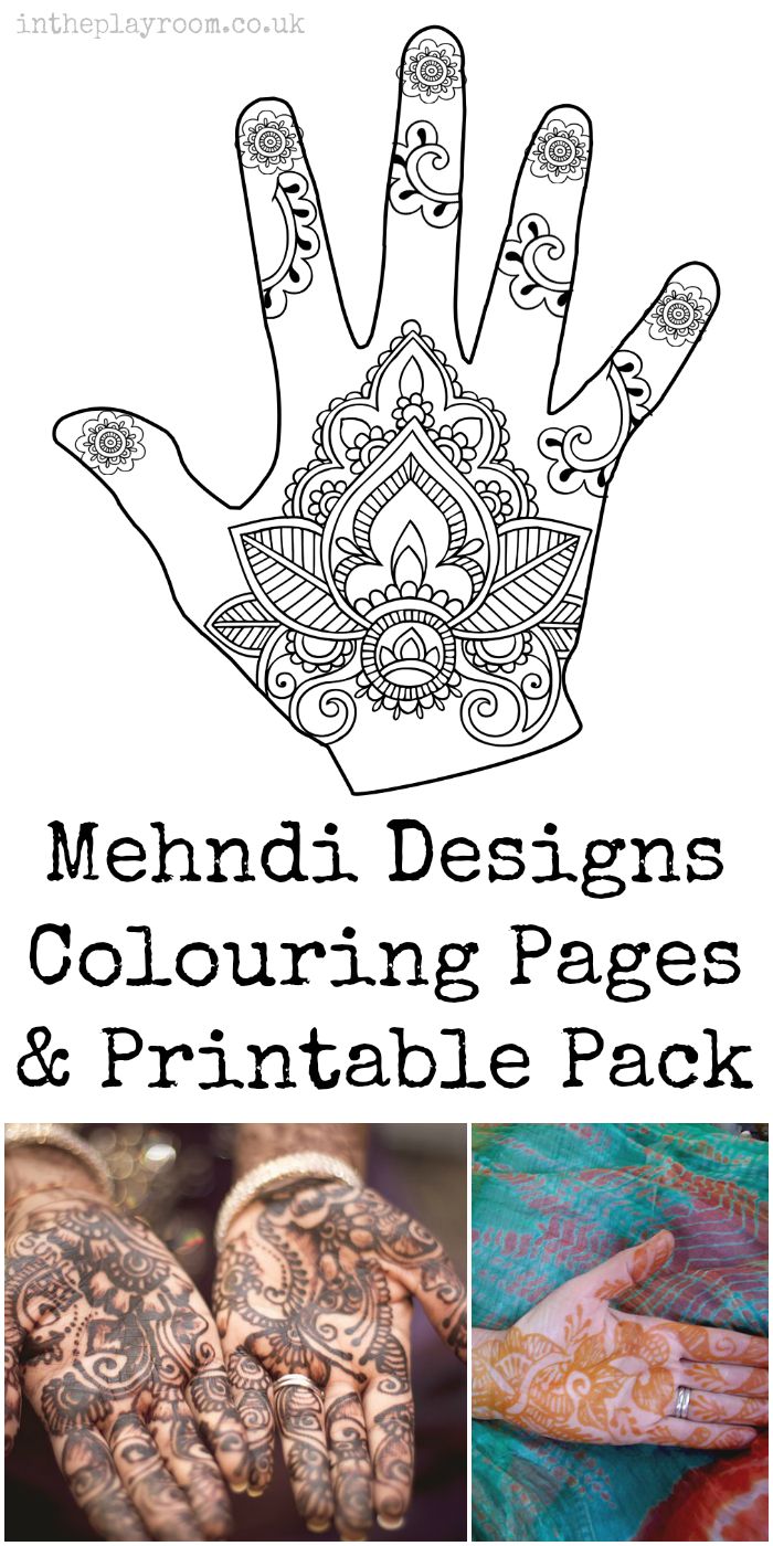 Mehndi hand loring pages and templates