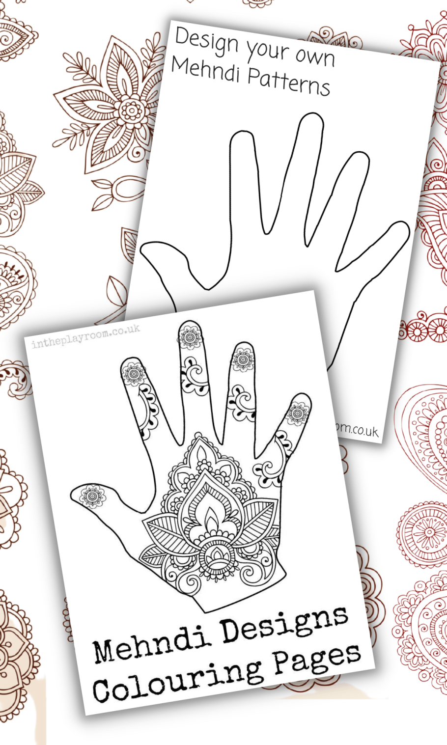 Mehndi hand loring pages and templates