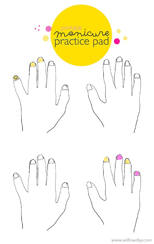 Printable manicure practice pads opposite hand practice â