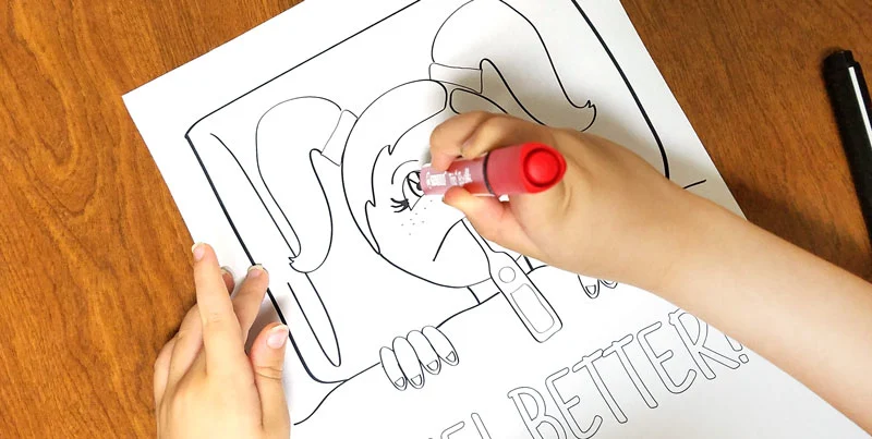 Sick day coloring page for kids moms and crafters