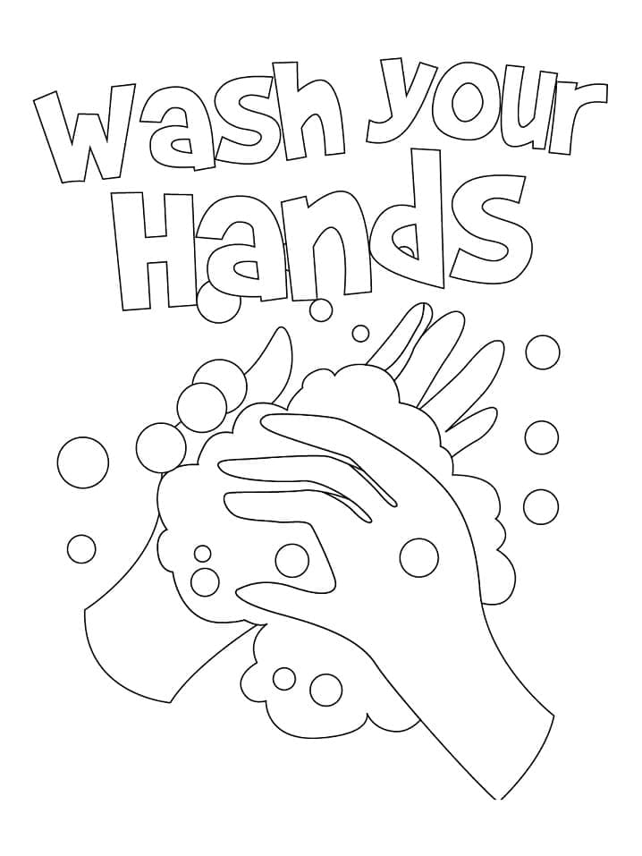 Wash your hands coloring page