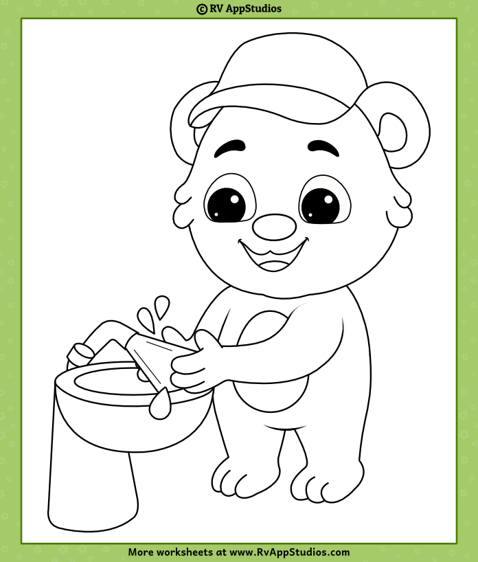 Wash hand coloring pages for kids