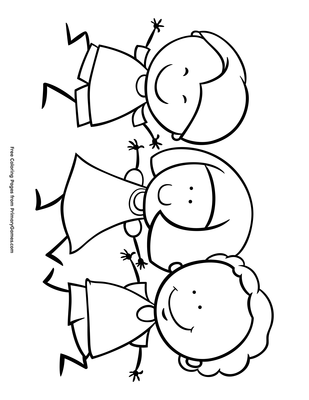 Kids holding hands coloring page â free printable pdf from