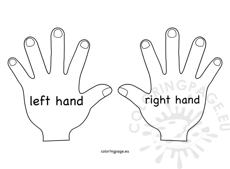 Right hand left hand childrens printable activities coloring page