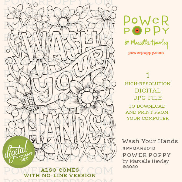 Wash your hands digital coloring page