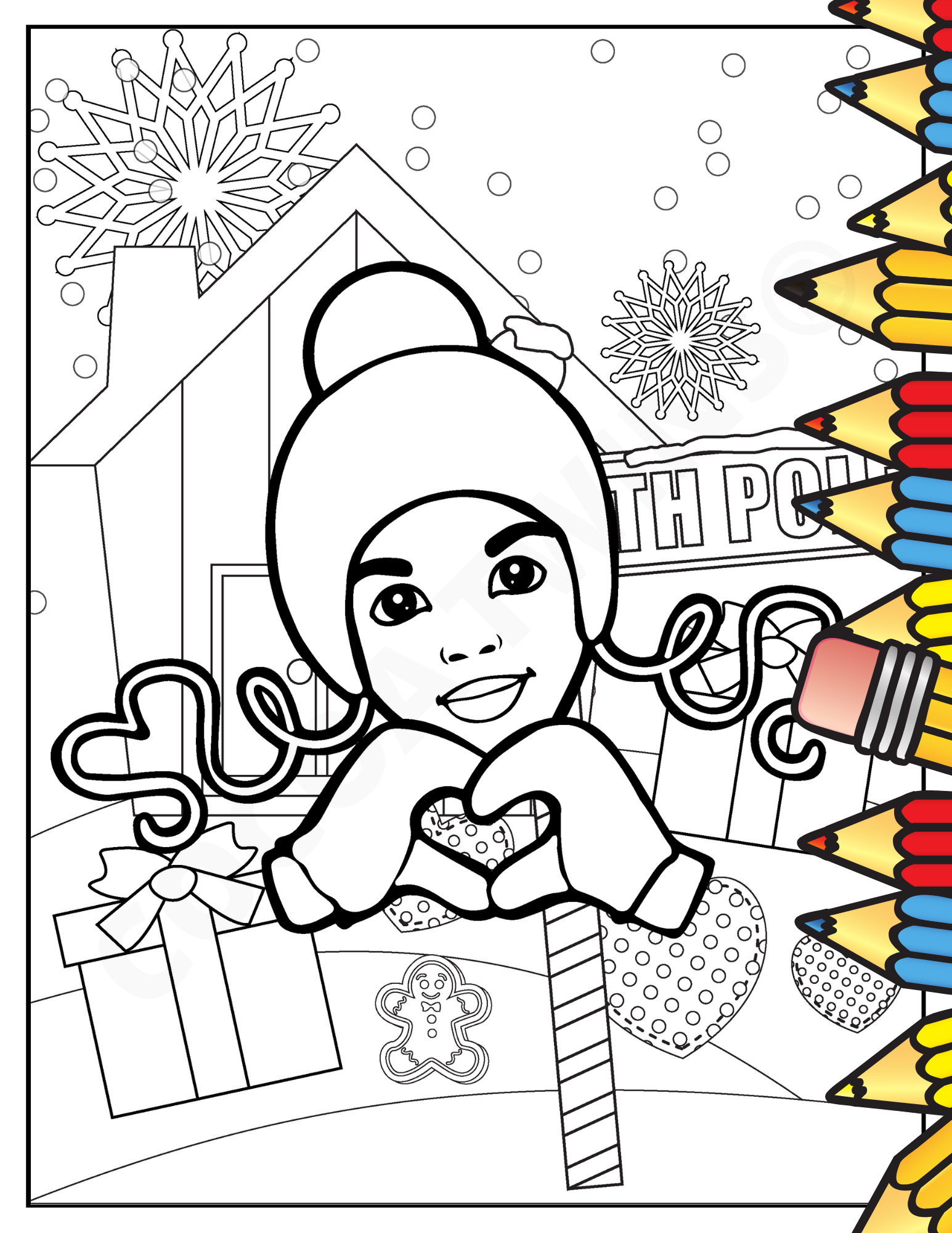 Printable coloring page holiday heart hands â cocoa twins