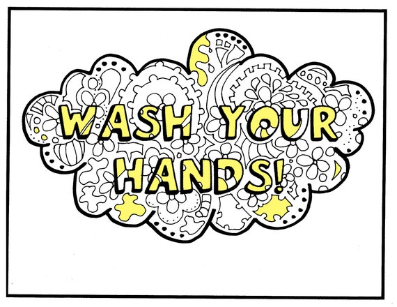 Wash your hands a page from our quarantine coloring book adult coloring book pdf printable instant download printable page