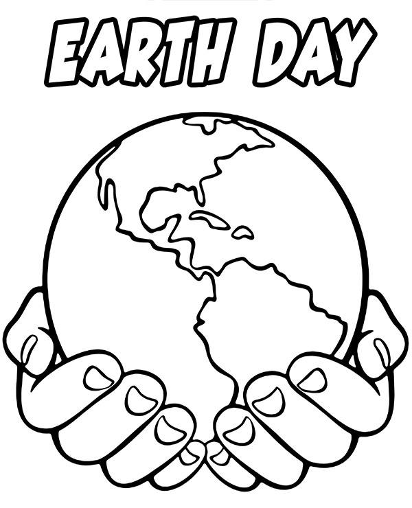 Earth day coloring page with pla