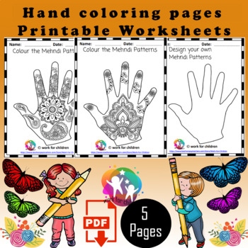 Hand coloring pages and templates by work for children tpt