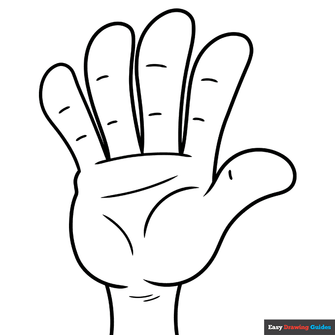 Cartoon hand coloring page easy drawing guides