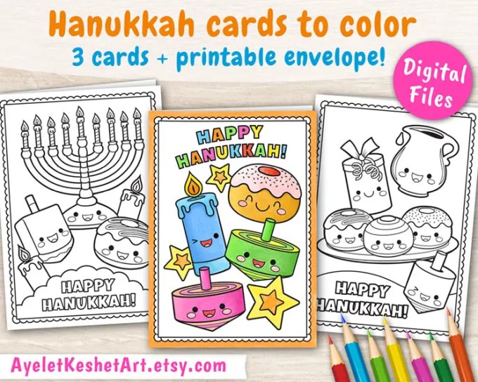 Hanukkah crafts printable hanukkah cards to color