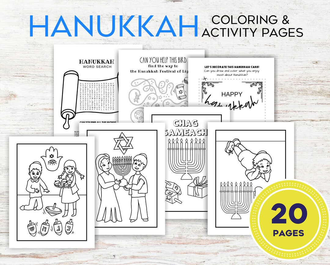 Hanukkah coloring pages activities and games printable hanukkah colouring pages jewish holiday gift for kids hanukkah card crafts