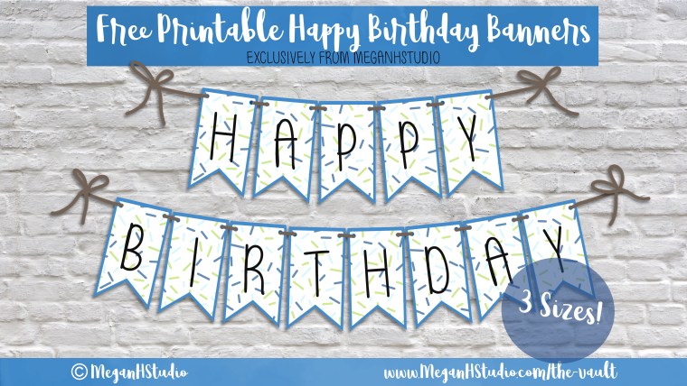 Free printable blue and green sprinkle happy birthday banners