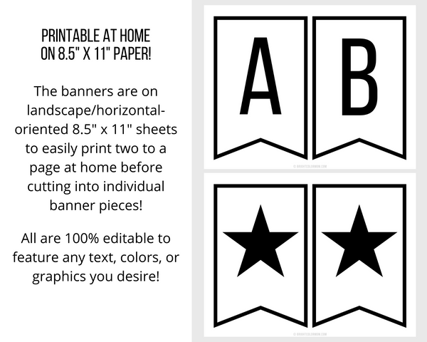 Black and white printable happy birthday banner â bright color mom