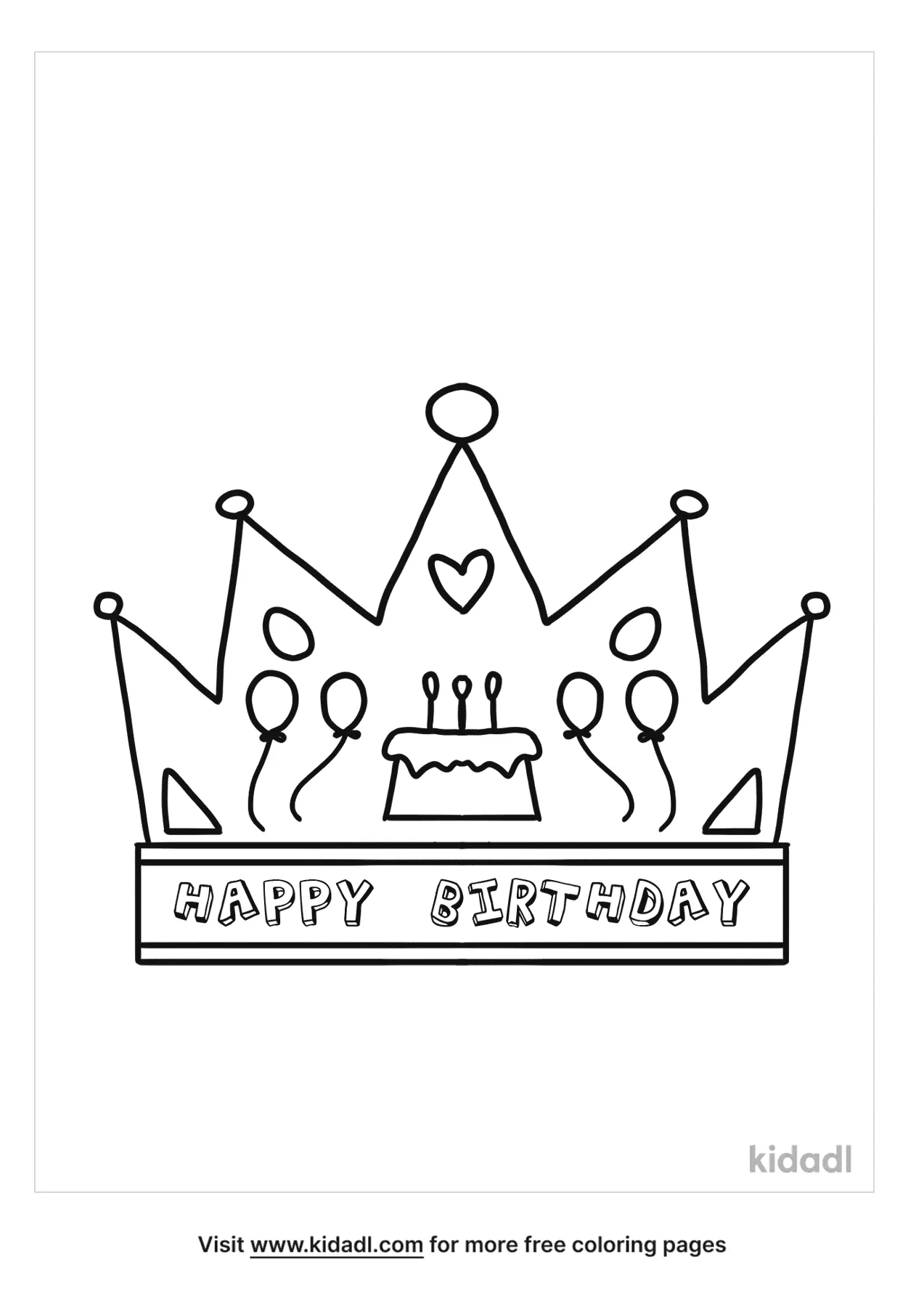 Free happy birthday crown coloring page coloring page printables