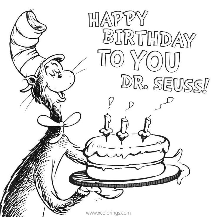 Dr seuss birthday coloring pages happy birthday to you