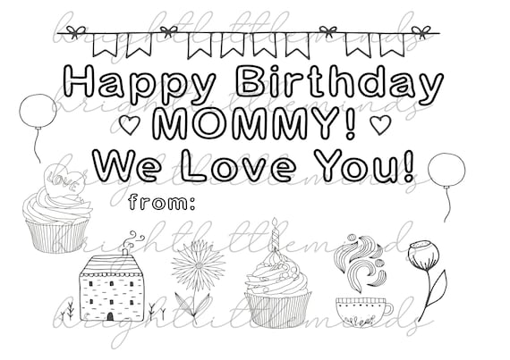 Instant download printable happy birthday mommy diy kids activity coloring gift for mom fun card made by kids letter a pdf download now