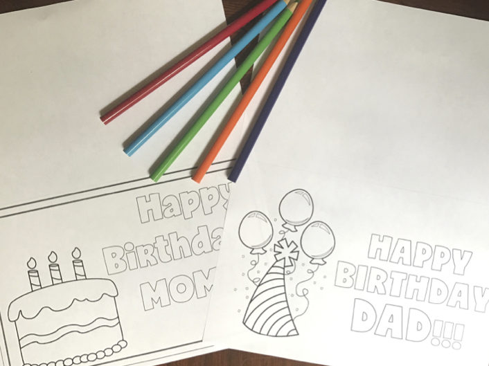 Free printable birthday cards to color