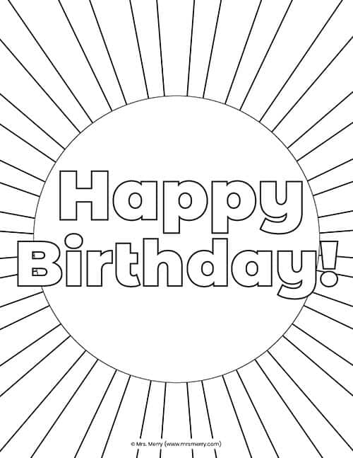 Free happy birthday coloring pages for kids mrs merry