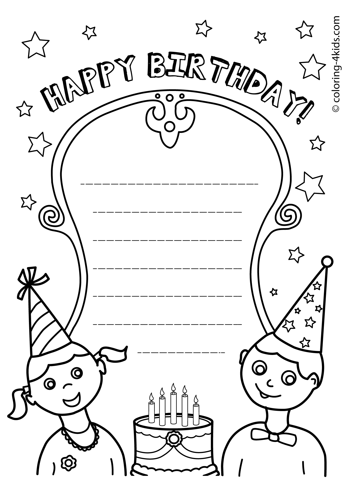 Happy birthday card printable coloring