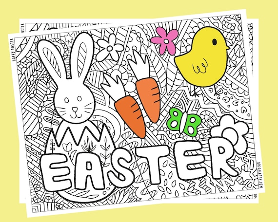 Happy easter coloring pages printable adult coloring book coloring page for kids kids activity pdf