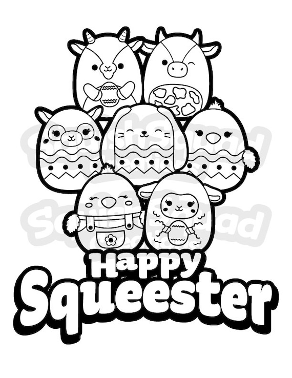 Squishmallow happy squeester cute easter coloring page printable coloring page downloadable coloring sheet coloring page for kids download now