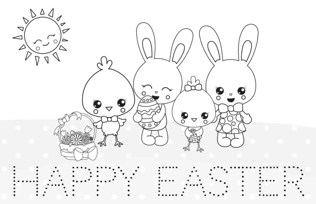 Free printable happy easter coloring pagesplacemats for kids the mom friend