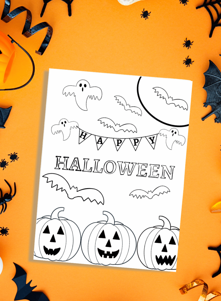 Happy halloween printable coloring page