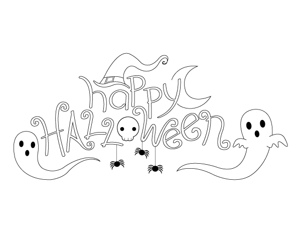 Printable cute happy halloween coloring page