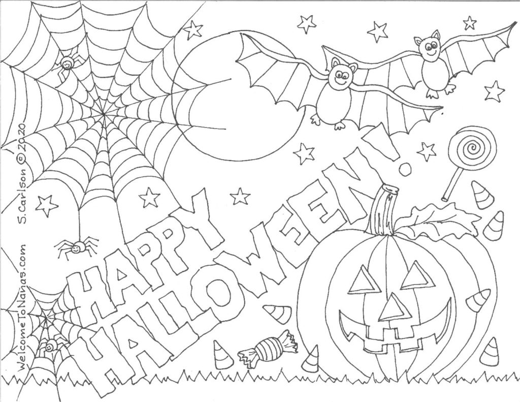 Happy halloween free coloring page