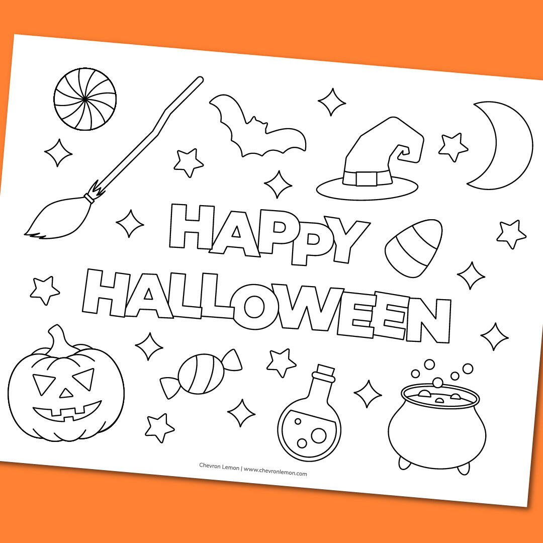 Free printable happy halloween coloring page