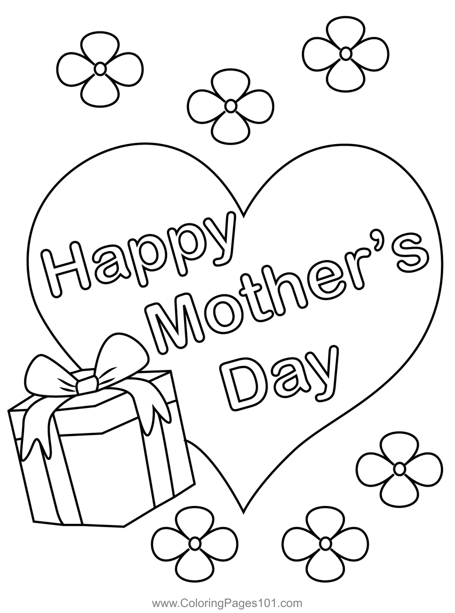 Happy mothers day coloring page for kids