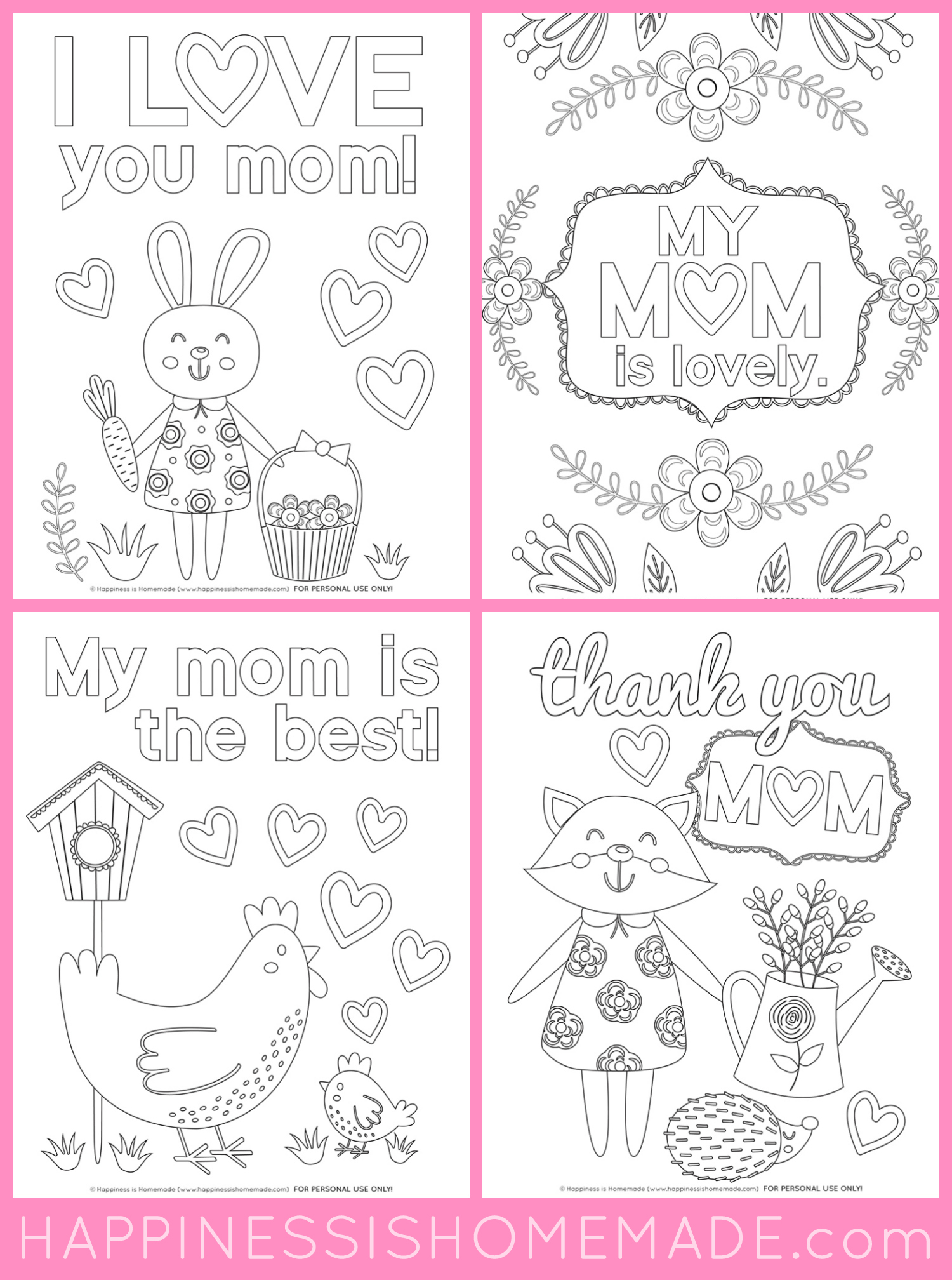 Mothers day printable coloring pages