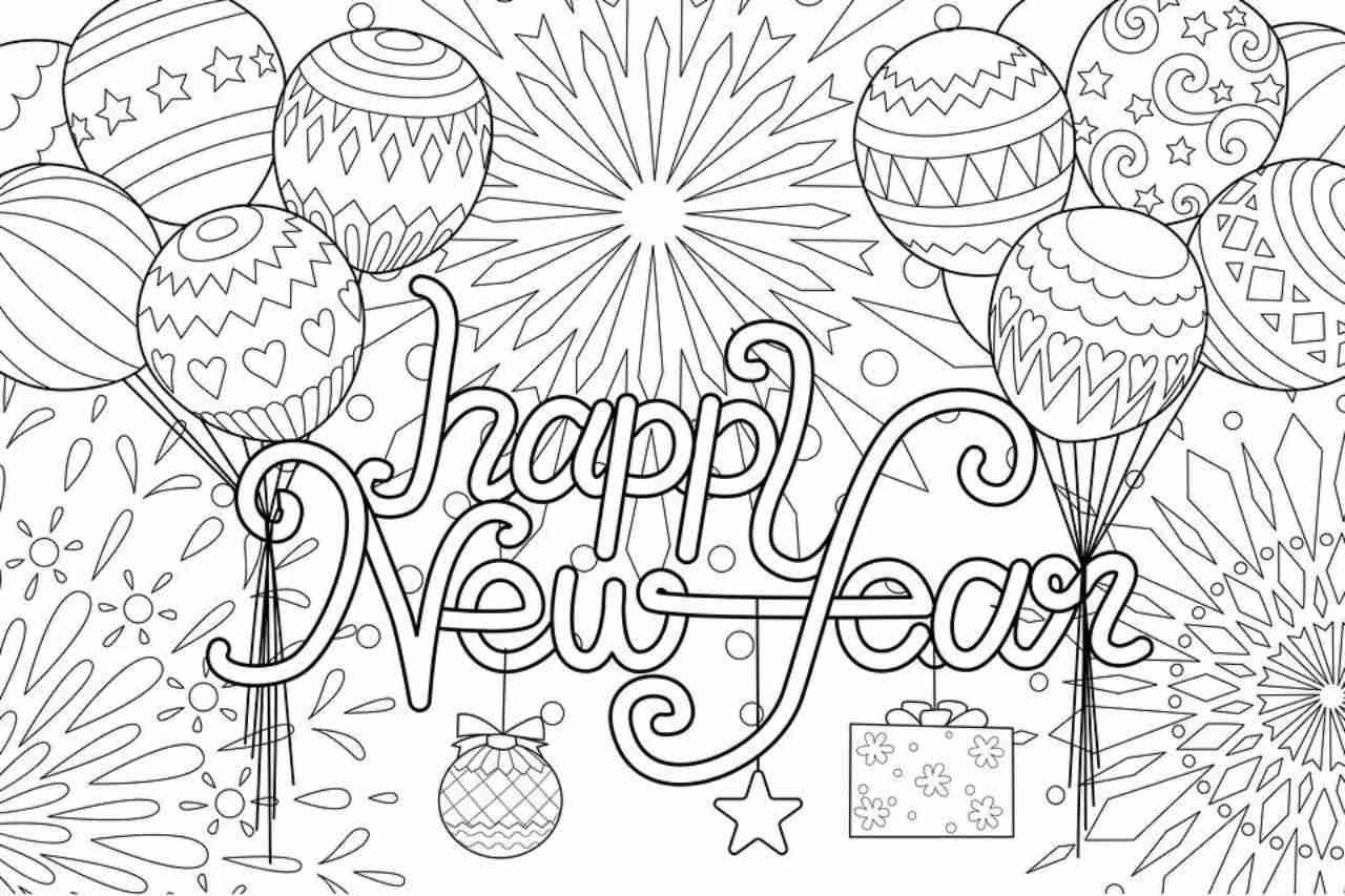 Happy new year coloring pages for kids