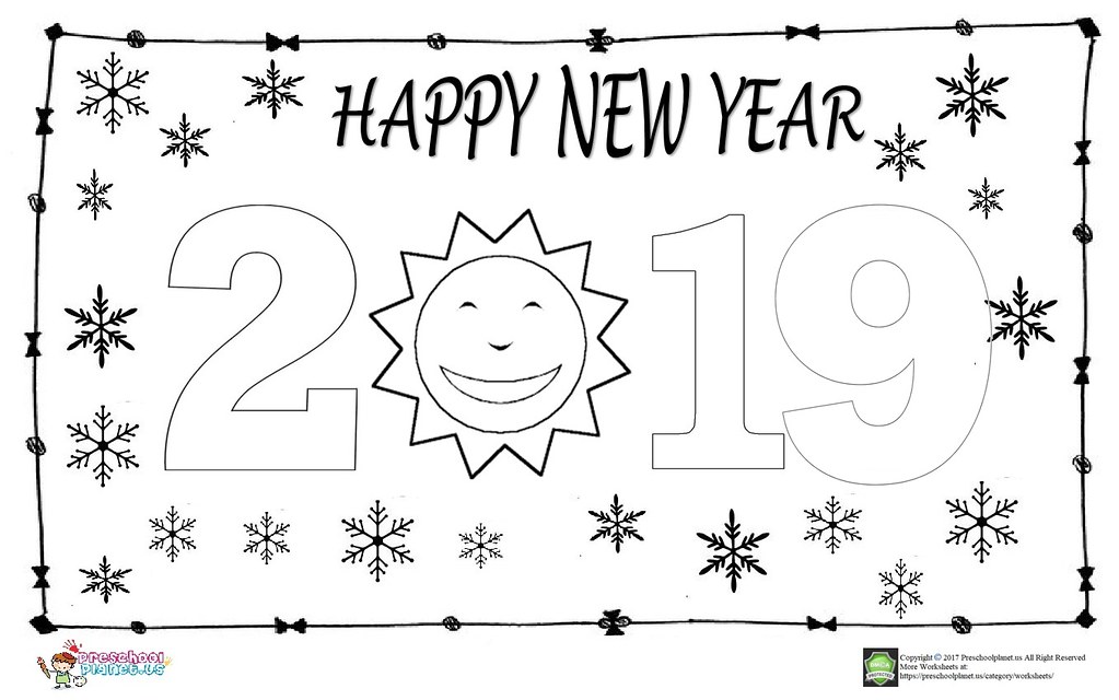 Happy new year coloring page for kids happy new year colorâ