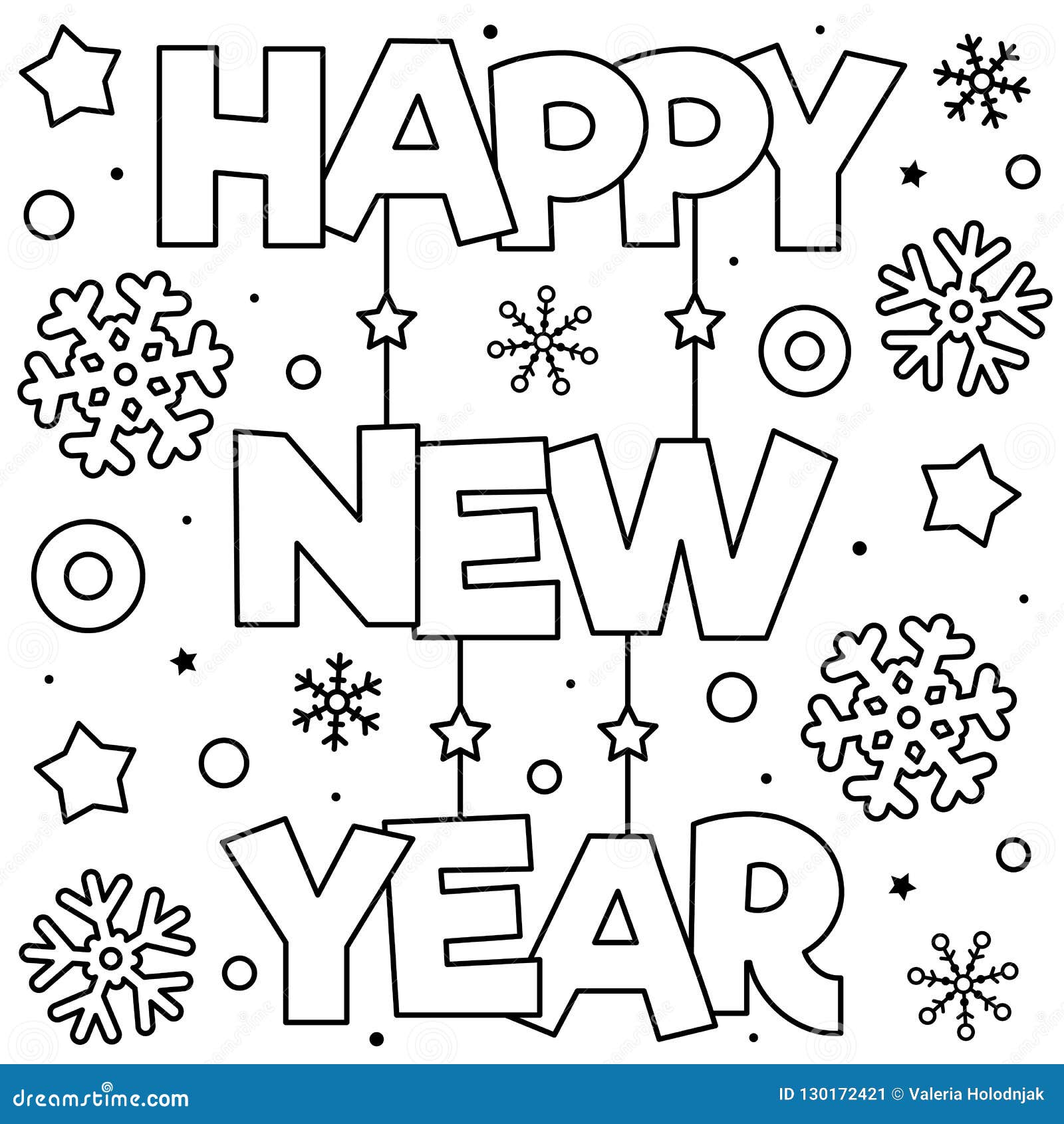 Happy new year coloring page vector illustration stock vector