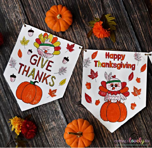 Thanksgiving banner coloring pages