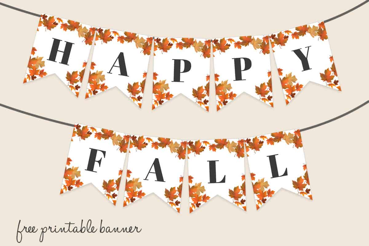 Printable fall leaves banner mrs merry