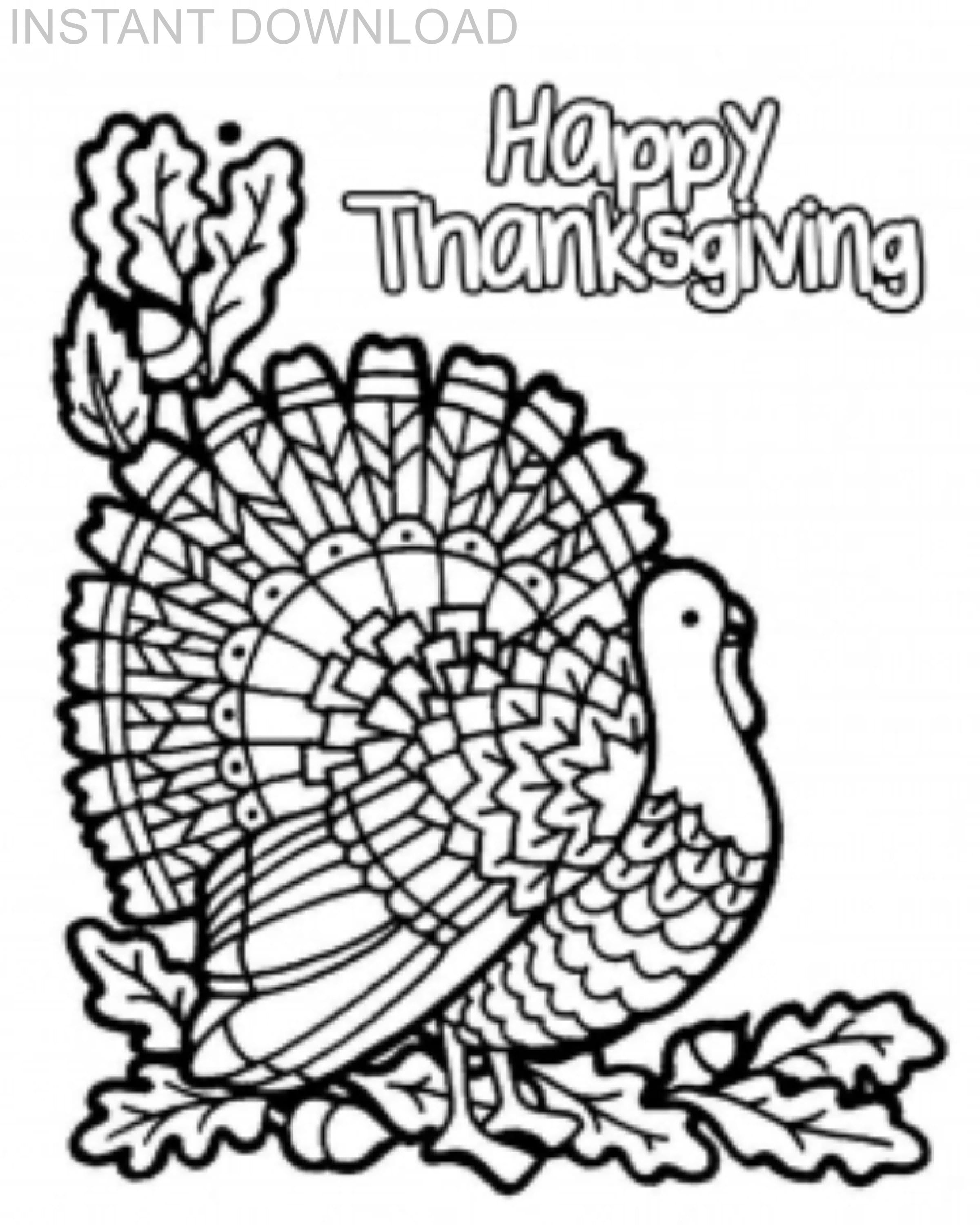 Printable x happy thanksgiving turkey coloring pageinstant downloaddigital fileplus bonus