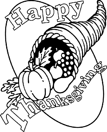 Thanksgiving cornucopia free printable coloring page