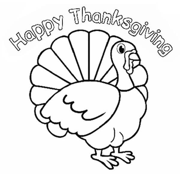 Happy thanksgiving with a turkey coloring page