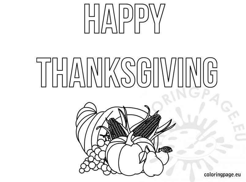 Free printable happy thanksgiving coloring page