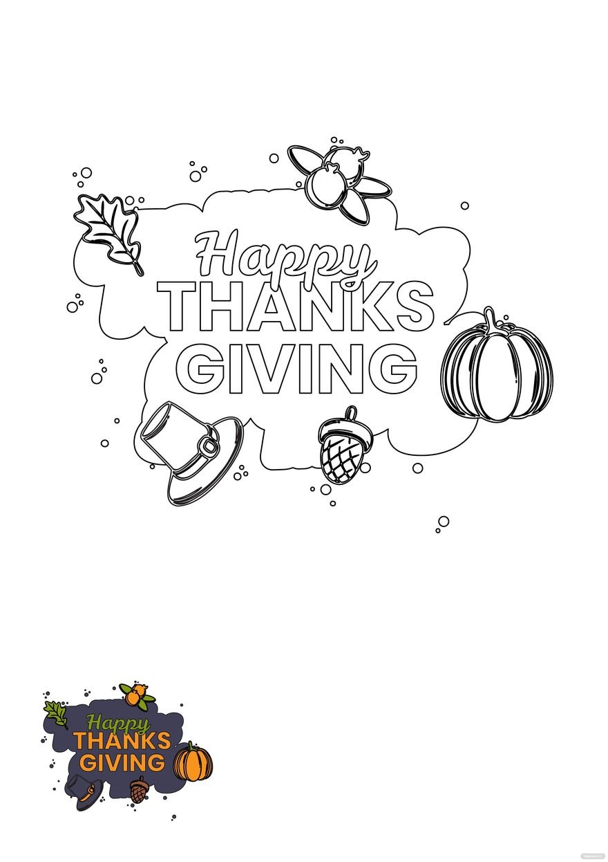 Free rustic happy thanksgiving coloring page