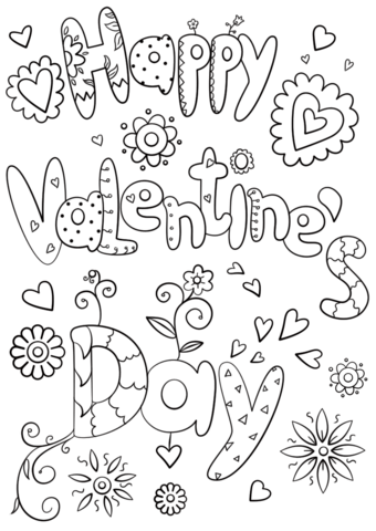 Happy valentines day coloring page free printable coloring pages