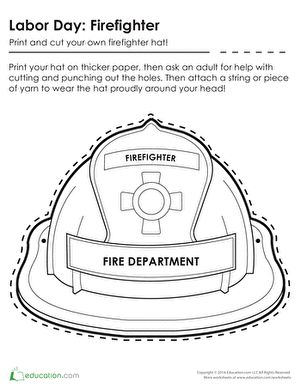 Firefighter hat worksheet education munity helpers preschool fire safety preschool crafts fire safety preschool