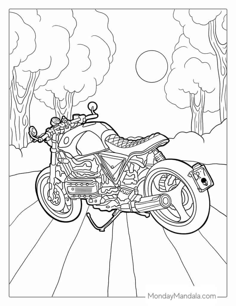 Motorcycle coloring pages free pdf printables