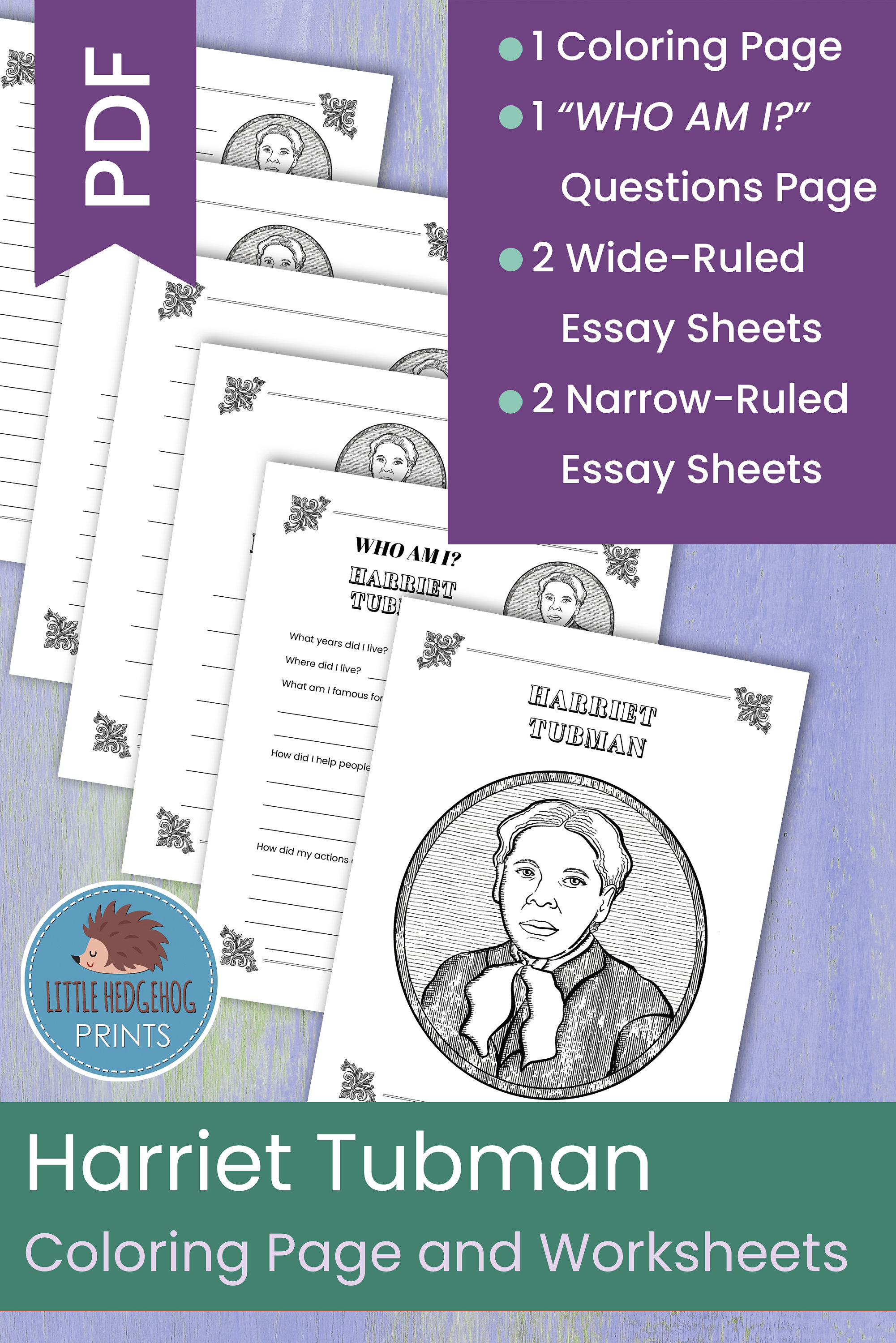 Harriet tubman coloring page and worksheets download now