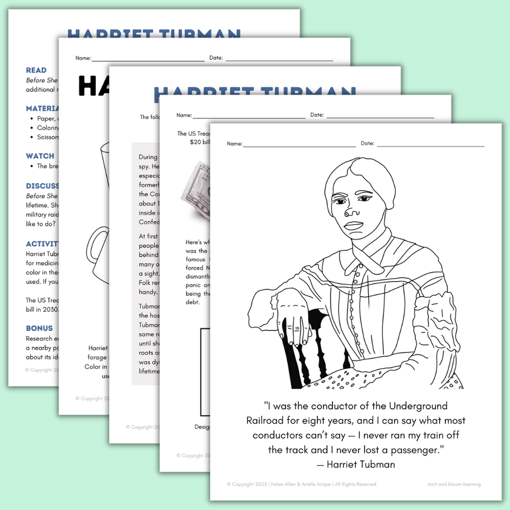 Harriet tubman elementary lesson plan â mint and bloom