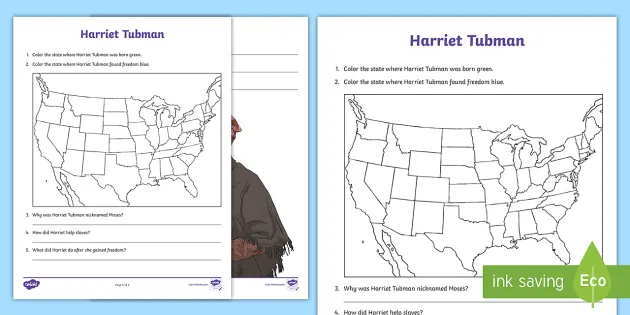 Harriet tubman quiz worksheet black history usa